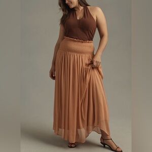 NWT Anthropologie Smocked Sheer Maxi Skirt